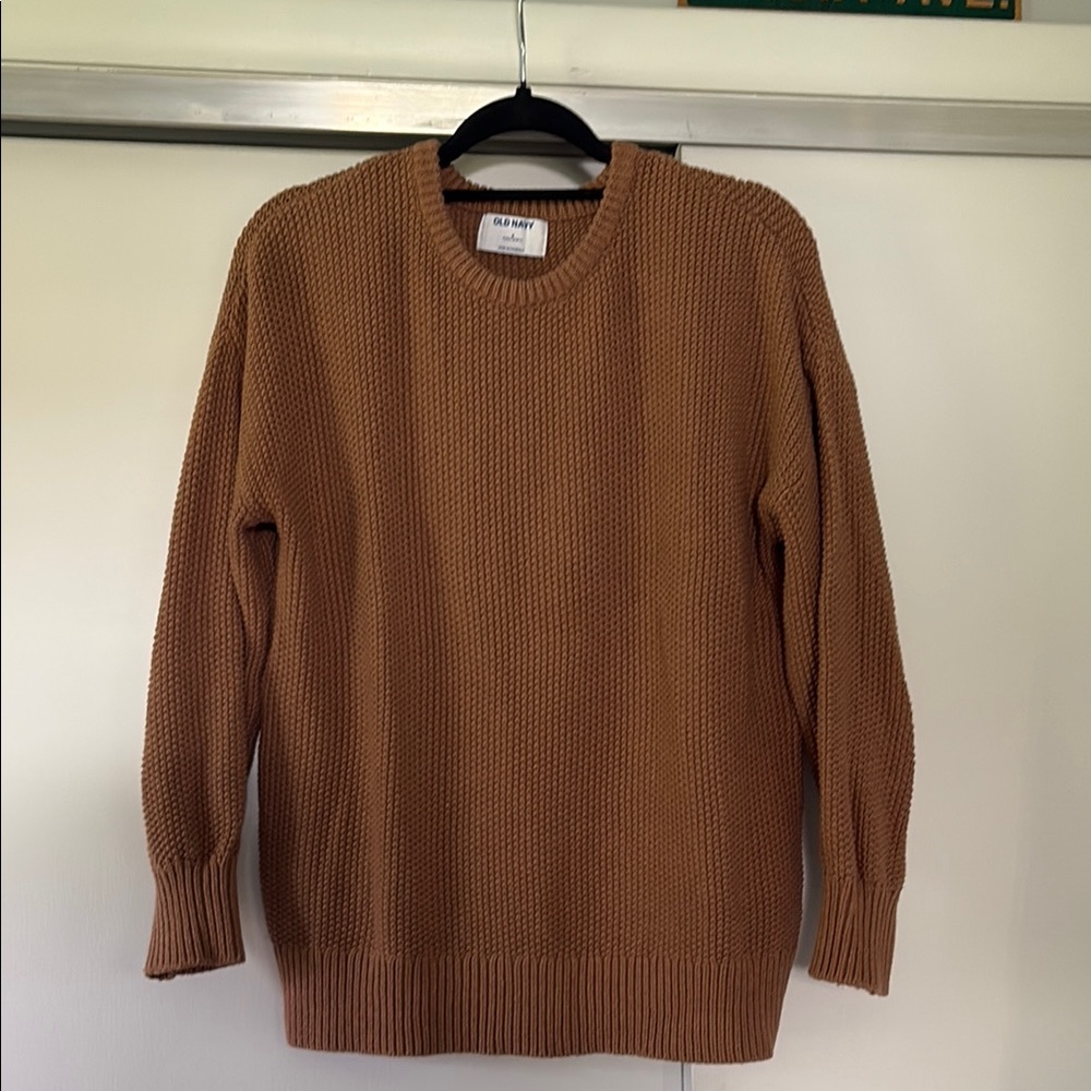 Size small oversized Old Navy Brown Crew Neck Tunic Sweater EUC